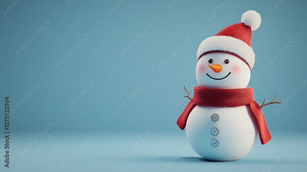 Cheerful snowman in Santa hat. Cheerful snowman in Santa hat.