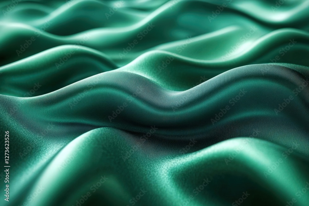 Fototapeta premium Teal Silk Fabric With Abstract Pattern