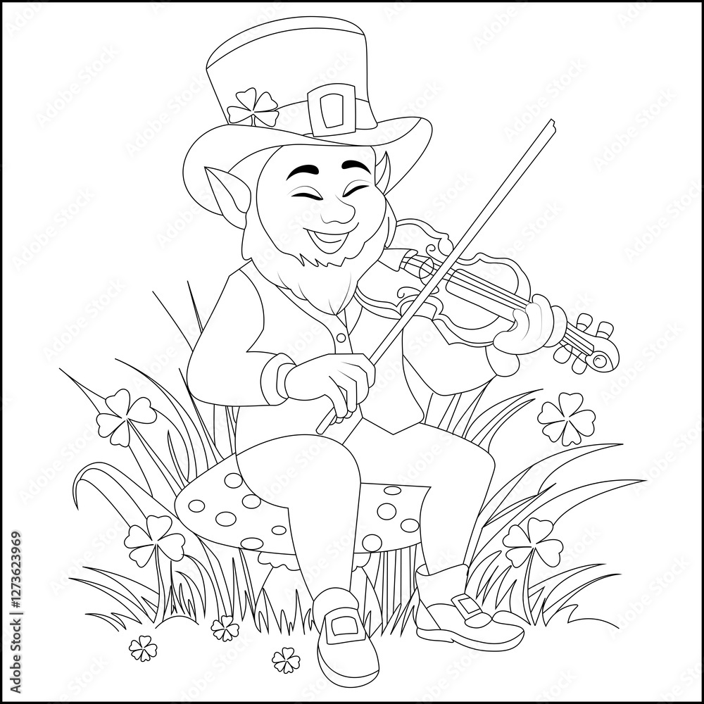 Happy Leprechaun St Patrics day Line art design Happy Leprechaun St Patrics day Line art design