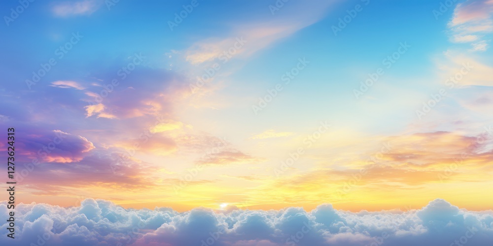 Aerial sky with clouds at dawn. Use as background, wallpaper, hope, faith, peace Aerial sky with clouds at dawn. Use as background, wallpaper, hope, faith, peace