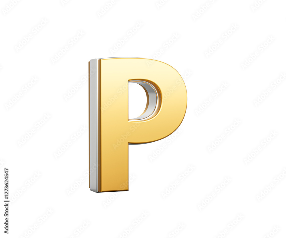 Golden Capital Letter P Gleams With Sleek Modern Design Bold Font With Sharp Edges 3D Illustration Golden Capital Letter P Gleams With Sleek Modern Design Bold Font With Sharp Edges 3D Illustration