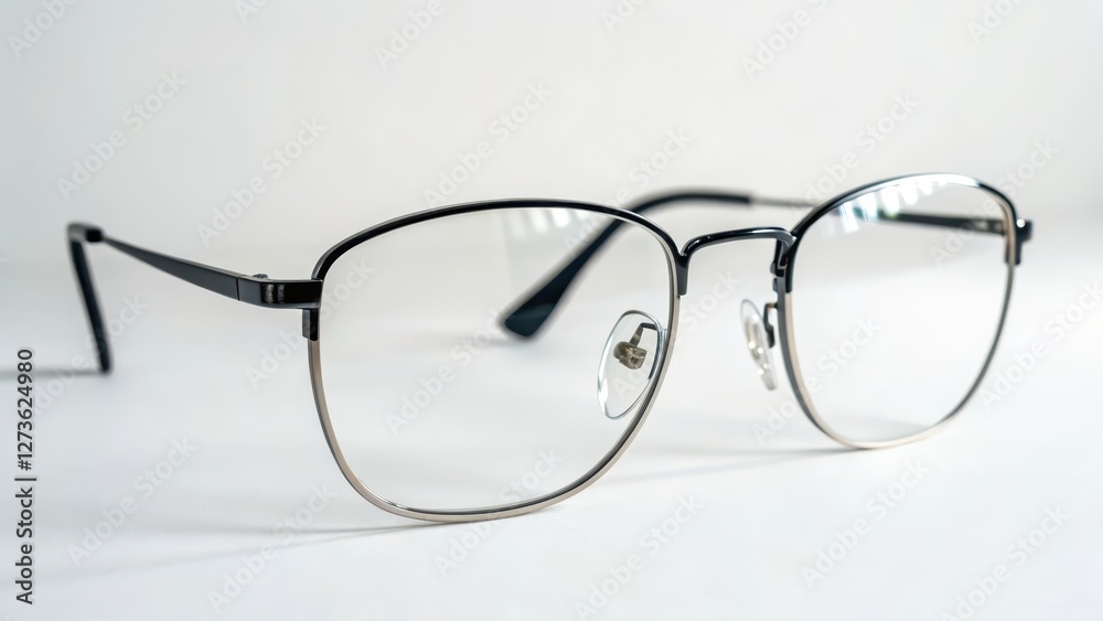 Metal Frame Eyeglasses on White Background