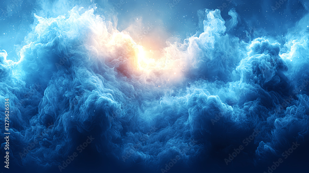 Fototapeta premium Ethereal clouds illuminated by a radiant light