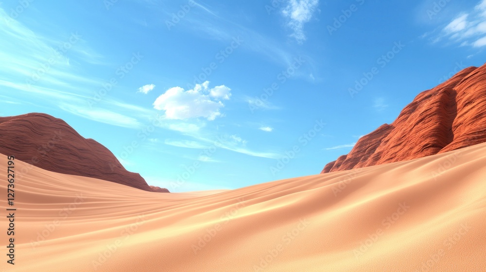 Naklejka premium Desert landscape with red mountains