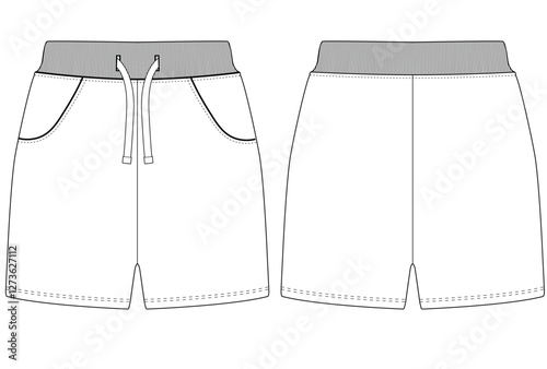 Nfant Boys Half short Pant flat sketch vector illustration