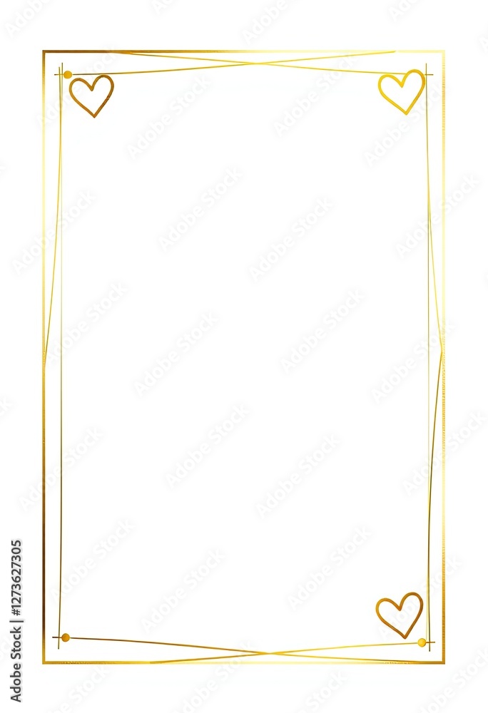 Golden Frame With Simple Heart Decorations Golden Frame With Simple Heart Decorations