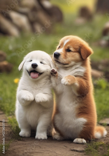 Cutest Pair of puppies in the World Art Print - High-Resolution JPG for Adorable Interior Décor