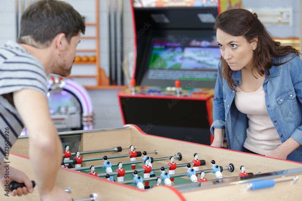 Fototapeta premium two friends playing table football