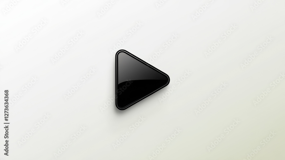 Minimalist black play button icon on a white background, 3D glossy design Minimalist black play button icon on a white background, 3D glossy design