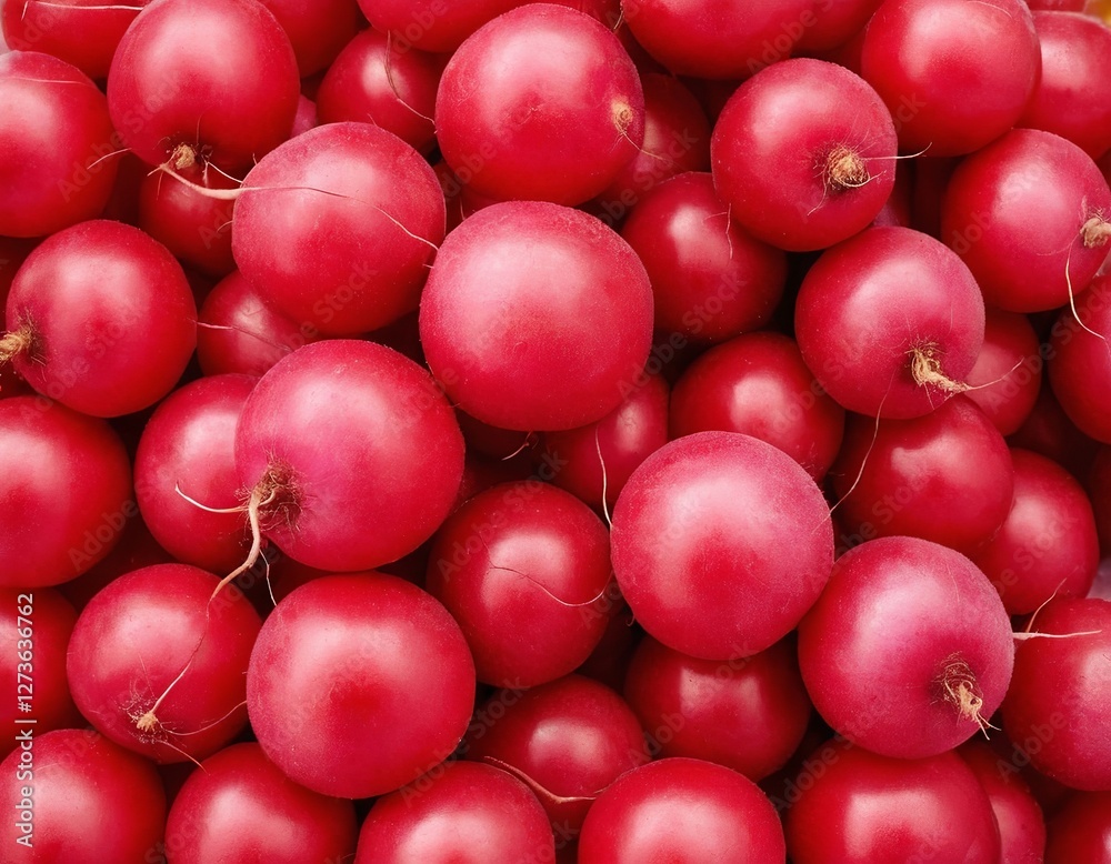 Fresh red radishes piled together, showcasing vibrant color and natural texture. Fresh red radishes piled together, showcasing vibrant color and natural texture.