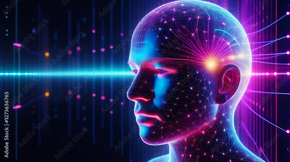 Sci-fi Style Man Face, Futuristic Cyberpunk Portrait, High-Tech Digital Artwork Sci-fi Style Man Face, Futuristic Cyberpunk Portrait, High-Tech Digital Artwork