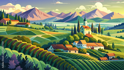 Breathtaking vineyards landscape in South Styria near Gamlitz.