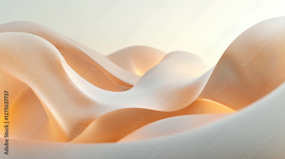 Abstract Beige Wave Mesh: Elegant 3D Render Abstract Beige Wave Mesh: Elegant 3D Render