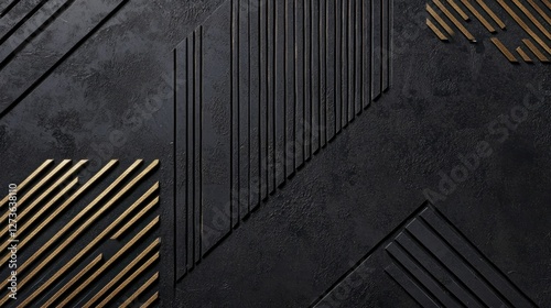 Abstract black gold geometric texture design background