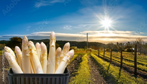 freshly harvested white asparagus directly from the field