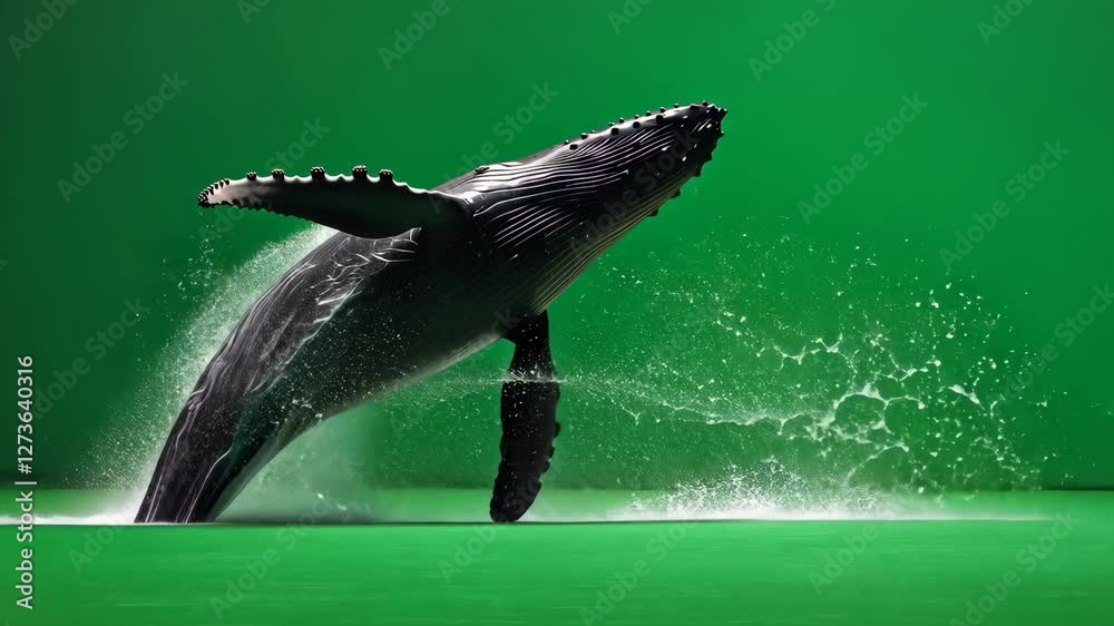 A black whale jumping out of the water