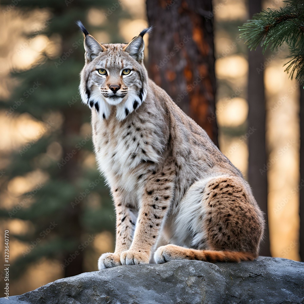 Fototapeta premium lynx on a rock