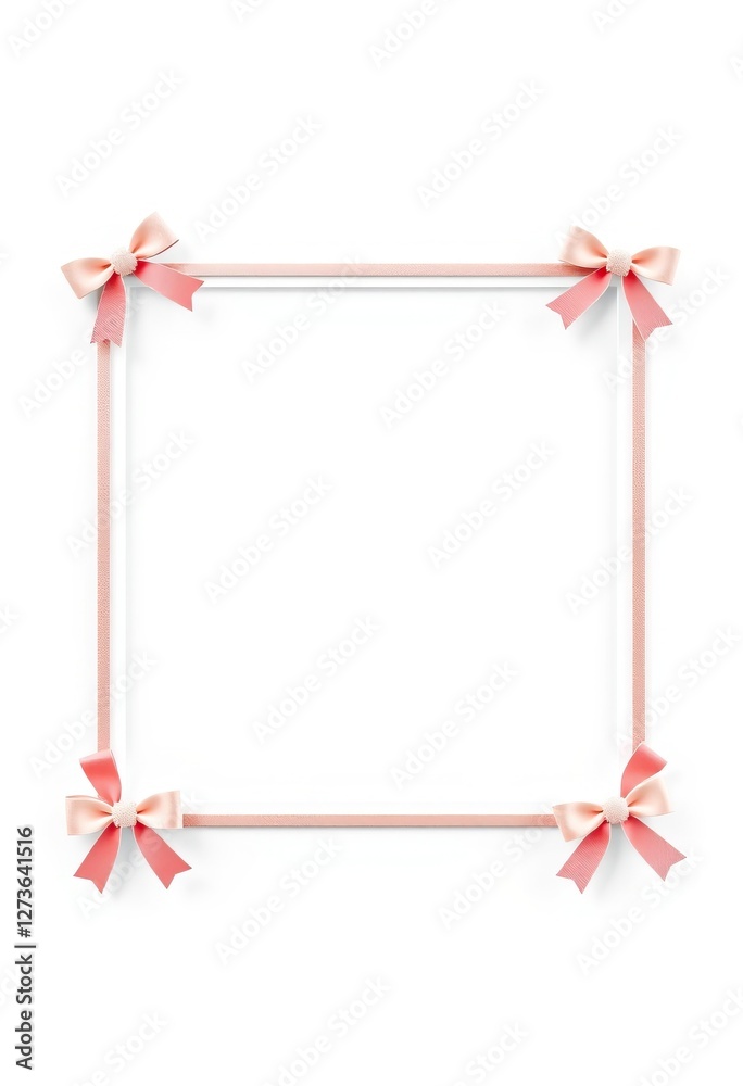 Pink ribbon bows frame a blank white space Pink ribbon bows frame a blank white space