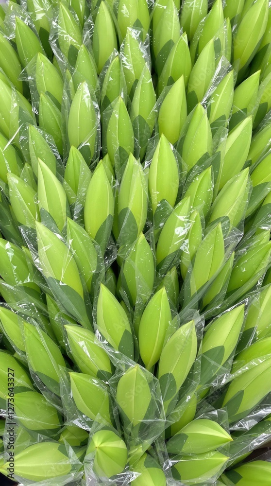 Fototapeta premium A bunch of green leaves are in a plastic bag