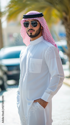TALL SAUDI YOUNG MAN WEARING THOUBE 