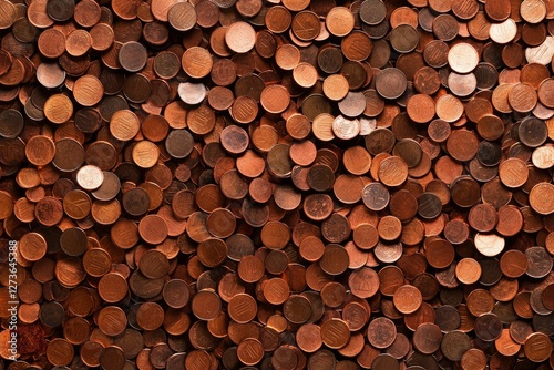 Numerous pennies filling the frame for finance, background, or texture use