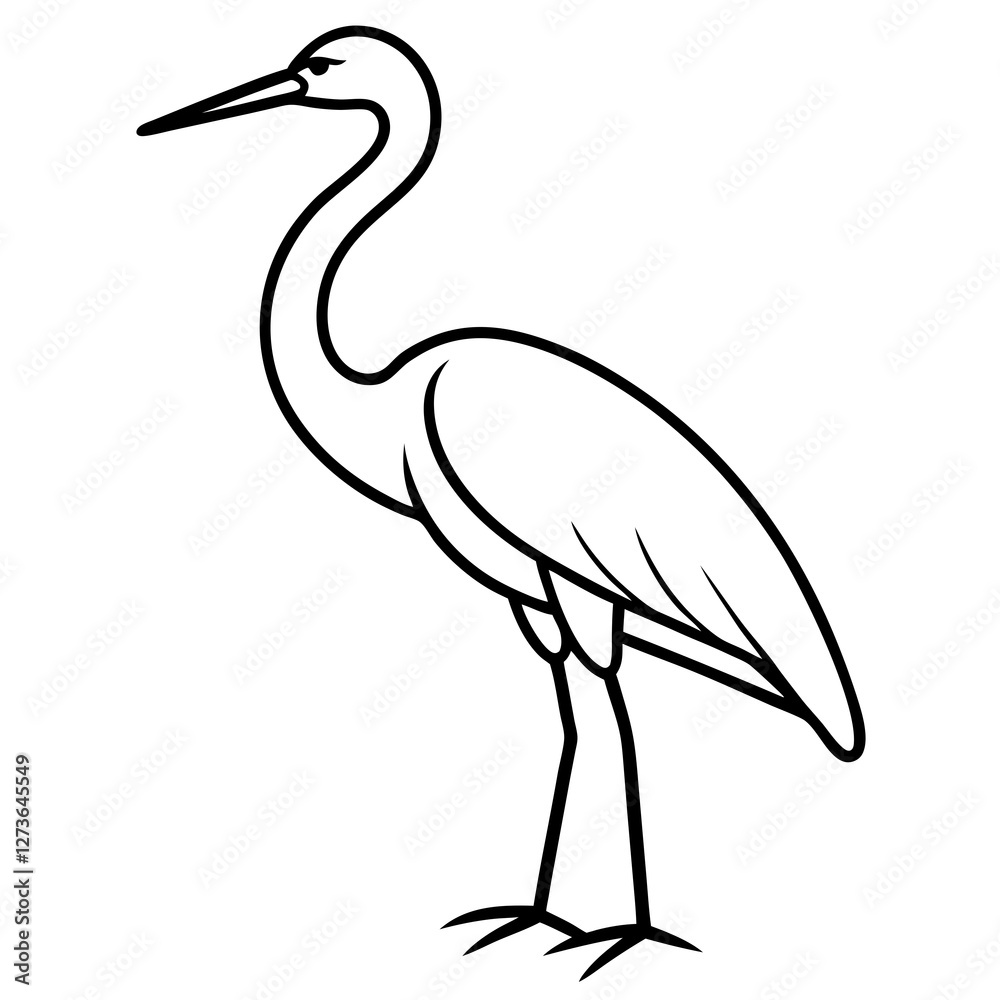 Fototapeta premium Minimalist Heron Line Art Vector