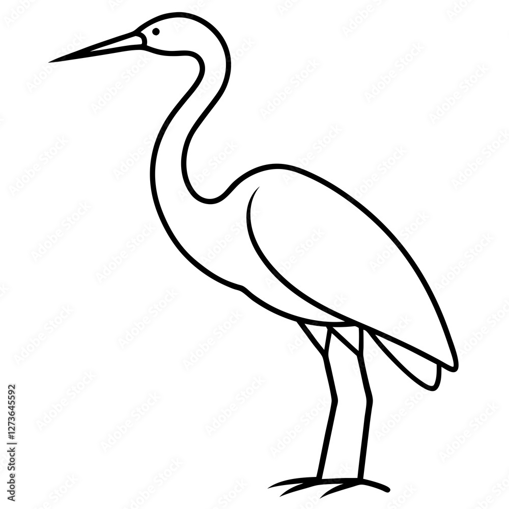 Fototapeta premium Minimalist Heron Line Art Vector
