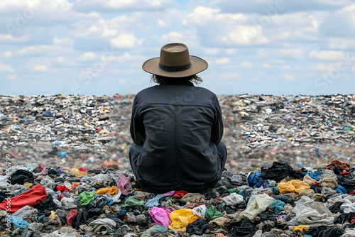 Person Contemplating Landfill