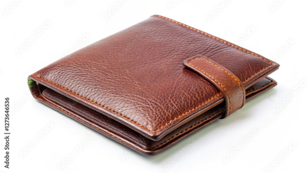 Brown Leather Wallet on White Background Brown Leather Wallet on White Background