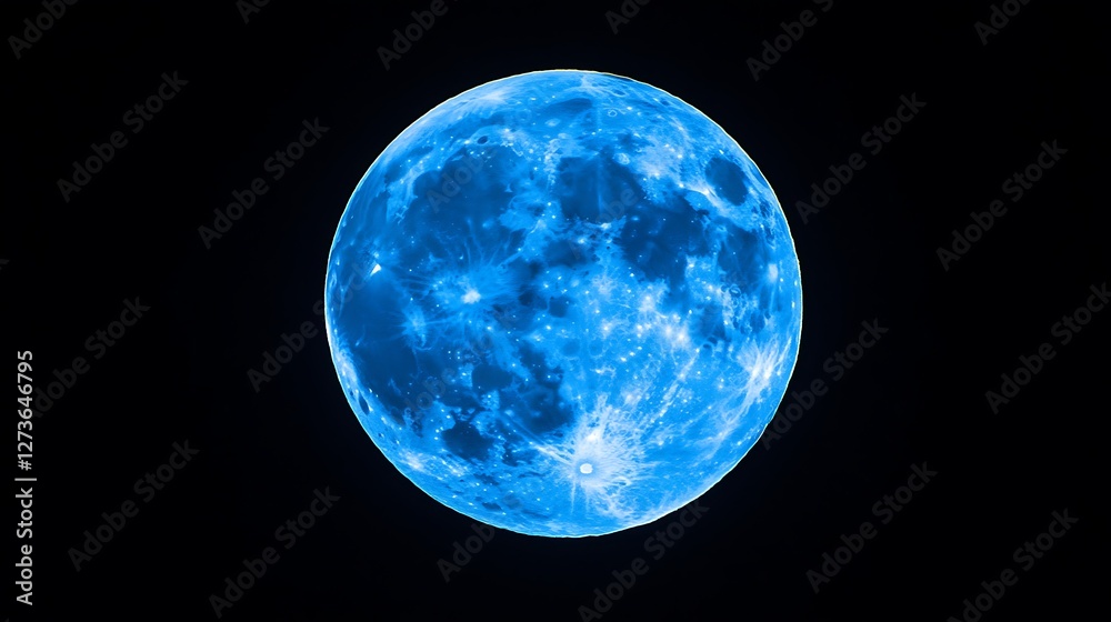 Obraz premium Full Blue Moon Shining Brightly Against a Deep Black Sky