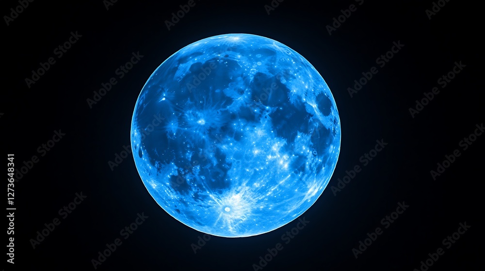 Obraz premium Detailed Blue Moon Image Against Black Background Celestial Event