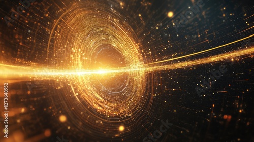Abstract D rendering of a quantum tunneling effect with particles passing through energy barriers.