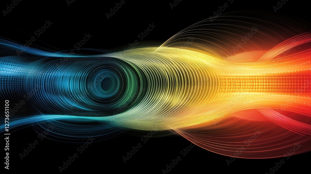 Fototapeta premium Abstract representation of a quantum wave function with probability clouds and energy levels.