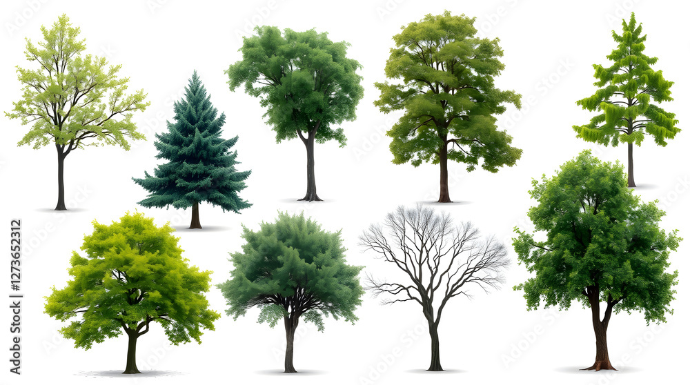 Obraz premium Collection tree isolate on white background