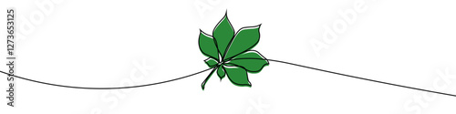 Chestnut leaf drawn with one continuous line. Single line drawing of an chestnut leaf. A colored chestnut leaf icon in the form of a continuous line. Single line icon. Vector illustration.