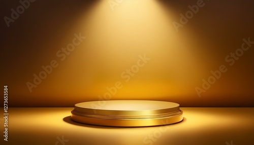 gold background studio background yellow gradient of golden metal lights shadow on 3d podium for cosmetic product display presentation luxury backdrop brown spotlight on empty wall and floor mock up