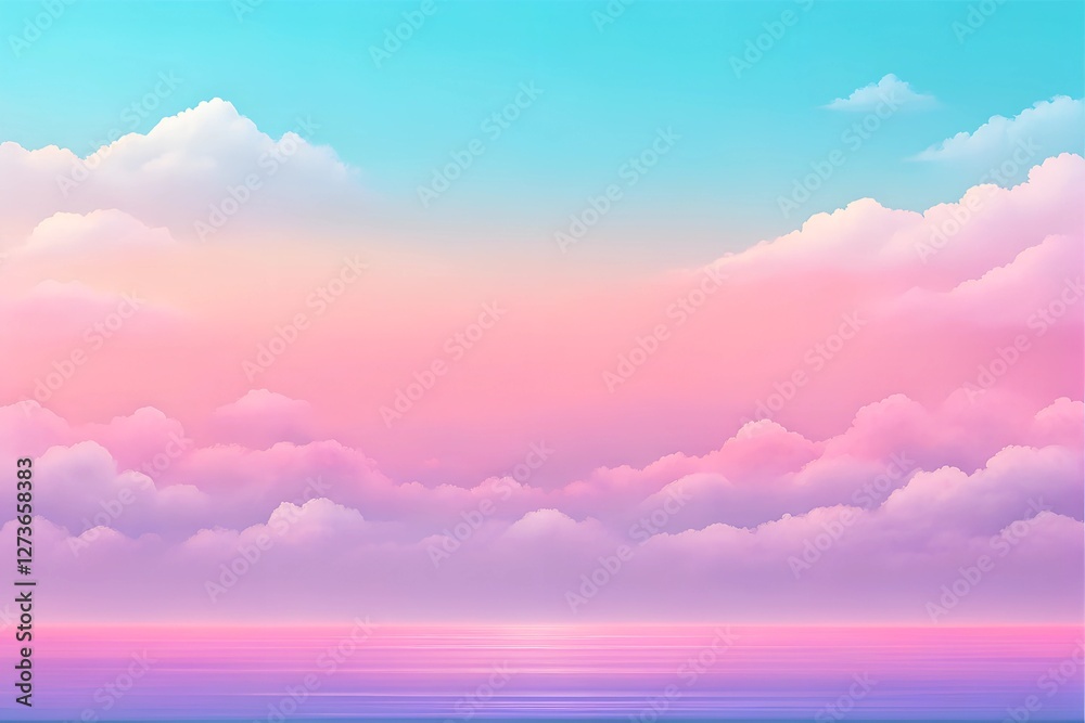 A Serene Dreamscape of Pastel Hues Blending Harmoniously Above a Tranquil Horizon at Dusk A Serene Dreamscape of Pastel Hues Blending Harmoniously Above a Tranquil Horizon at Dusk