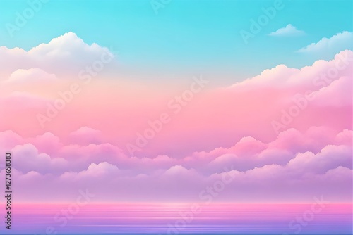 A Serene Dreamscape of Pastel Hues Blending Harmoniously Above a Tranquil Horizon at Dusk