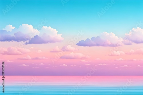 A Tranquil Pastel Ombré Sky Blending Soft Blues, Lilacs, and Pinks for a Serene Atmosphere