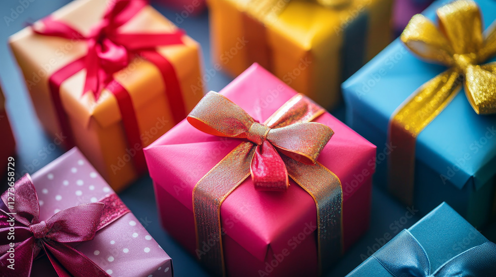 Gift boxes vector set christmas presents gifted on xmas greeting colorful birthday gifts boxed and wrapped with ribbon bow isolated party objects illustration. Gift boxes vector set christmas presents gifted on xmas greeting colorful birthday gifts boxed and wrapped with ribbon bow isolated party objects illustration.