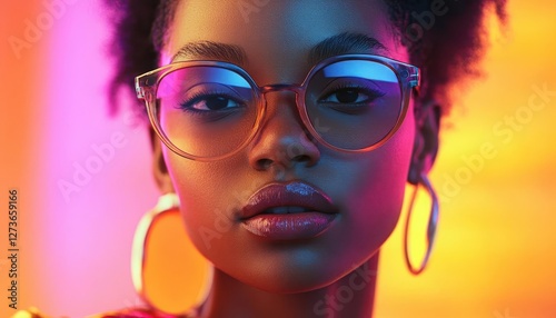Summer fashion lookbook with glowing holographic styling tips, bright vibrant setting, clean minimalist background, photorealistic