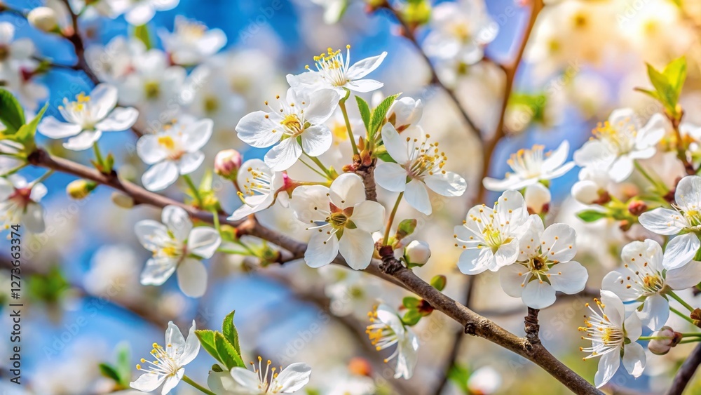 Greengage Plum Tree in Spring Bloom: Abundant White Blossoms on Branch Greengage Plum Tree in Spring Bloom: Abundant White Blossoms on Branch