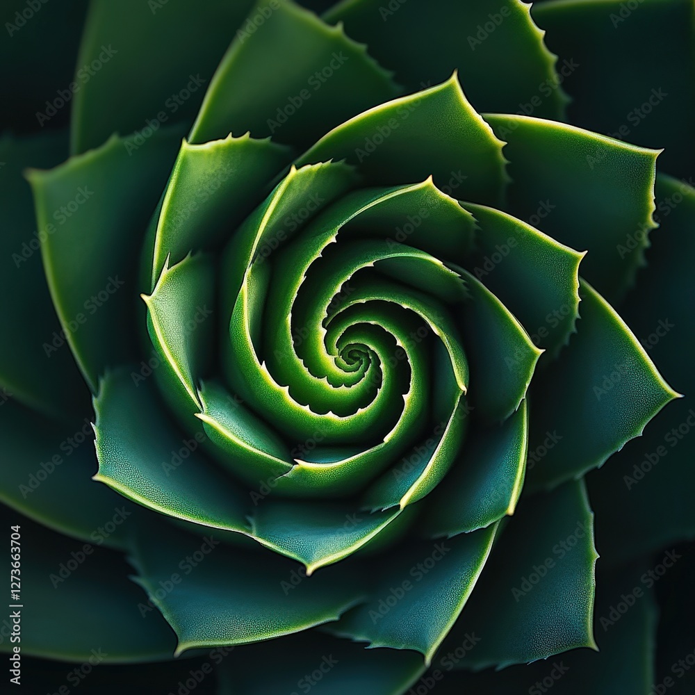 Fototapeta premium Spiral succulent plant close-up, nature background, botanical art