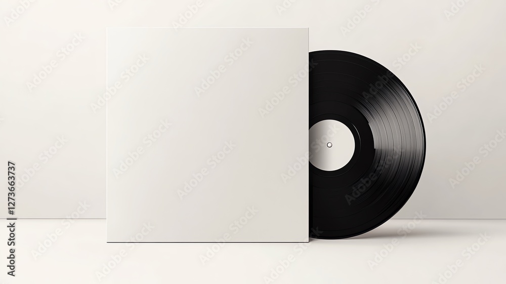 © Face Off Design - A vinyl record mock up, plain, blank, white sleeve on a white backdrop