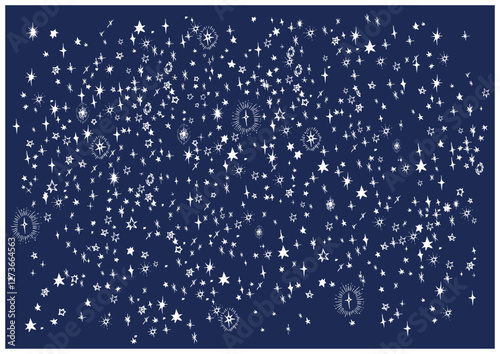 手書きの星空　夜空の瞬き　イラスト　ベクター　キラキラ