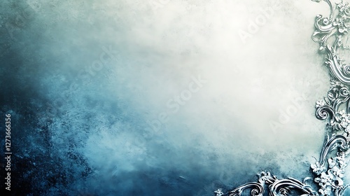 Elegant Blue Background With Silver Ornate Design