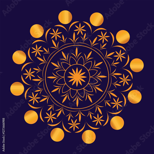 abstract golden flower mandala background 