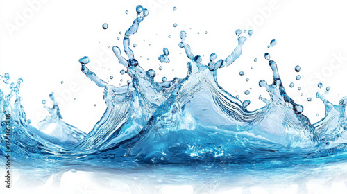 Water drop or splash vector eyewaters or droplets of waterfall watering with liquid aqua and splashing raindrops dropping down set illustration isolated on white background