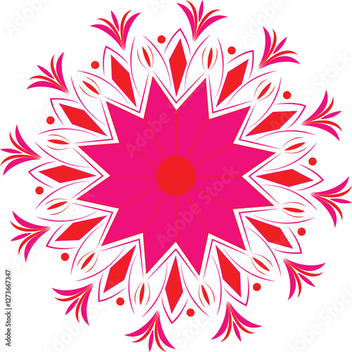 abstract pink mandala flower with white background