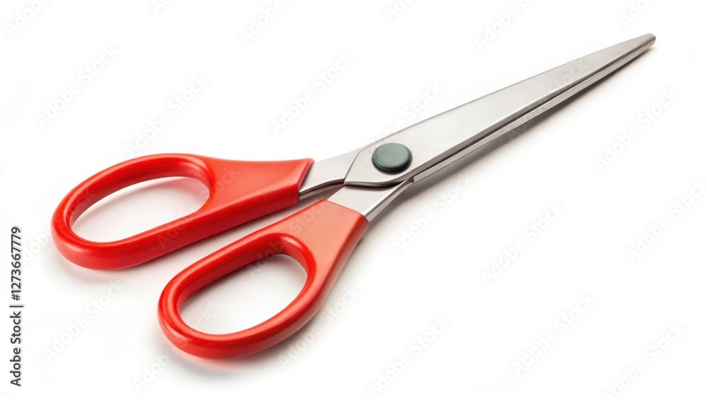 Red-handled Scissors on White Background Red-handled Scissors on White Background